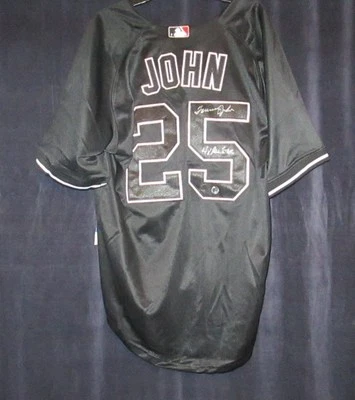 AUTOGRAPH NEW YORK YANKEES TOMMY JOHN #25 SIGNED BLACK LARGE - 50 JERSEY COA - Image 1 of 4