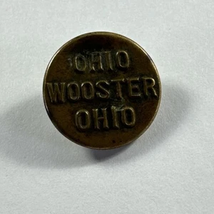 OHIO WOOSTER, OHIO Antique Wobble Shank Overall BUTTON Brass Metal - Picture 1 of 5