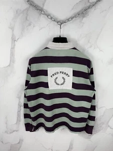 Camisa Polo Vintage Fred Perry Logo Grande Rayas Manga Larga L - Imagen 1 de 14