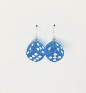 Neue blaue Würfel Ohrringe 925 Sterling Silber Haken - Bild 1 von 1