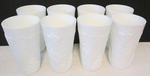 Vintage White Milk Glass Indiana Colony Harvest Grape Tumblers Set of 8 - Picture 1 of 9