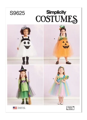 SIMPLICITY 9625 TODDLERS TULLE COSTUME Sewing Pattern Ghost Pumpkin Witch Lolly - Image 1 of 4