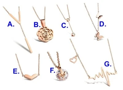 Damen Halskette Anhänger rotgold Kamelie Fuchs Frau Mädchen aus Edelstahl - Bild 1 von 4