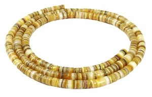 😏 Goldlippen-Auster XL-Strang Heishi Perlen 5 mm Scheiben Muschelperlen 😉 - Bild 1 von 1