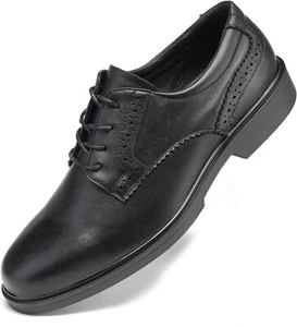 Zapatos de vestir para hombre Oxford clásicos con cordones formales de cuero genuino punta suave - Imagen 1 de 7