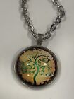 Tree of Life Art Glass Pendant Necklace 20 Inch Chain