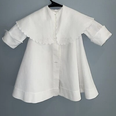 Vintage White Corduroy Baby Toddler Girls Embroidered Jacket Scalloped Collar - Image 1 of 4