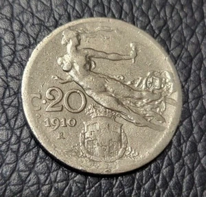 1910  Italy 20 Centesimi Coin - Picture 1 of 2