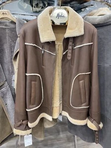 Chaqueta de bombardero de moto marrón claro y tostado de cuero de cordero napa piel de oveja talla M nueva con etiquetas  - Imagen 1 de 15