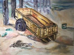 Watercolor Painting Artist JOAN PERRY Original Vintage Art 24”w X18” H Unframed - Picture 1 of 9