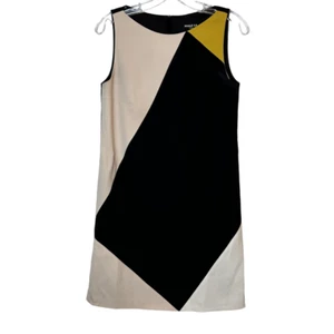 Vestido Vaina Paule Ka Mujer 38 EE. UU. 6 Negro Crema Bloques de Color Tejido Profesional - Imagen 1 de 12