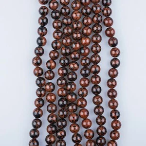 Natural Mahagony Obsidian 12mm Round Loose Beads Strand 16" - Picture 1 of 3