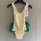 Girls Frills and Bows Striped Swimming Costume Swimsuit Swim Suit
