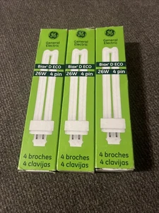 3-CFL Light Bulbs GE 97613 F26DBX/841/ECO4P 26W 4 Pin G24q-3 Base 4100K Lot - Picture 1 of 4