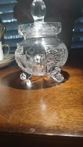 cut glass footed jam jar 5.5" tall - Picture 1 of 2