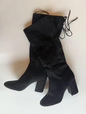 Reaction Kenneth Cole Women’s Tall Corie Lace Suede Boots Block Hill Size 9.5 - Image 1 of 4