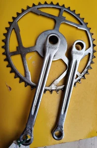 SPORTS MODEL CHROMED STEEL CRANKSET LEGNANO 67 ENGRAVED  GUARNITURA BICI - Picture 1 of 24