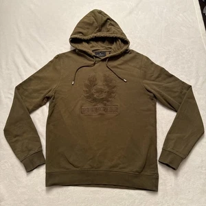 Belstaff Hoodie Size Large Men's Khaki 100% Cotton Hooded Sweatshirt - Picture 1 of 8