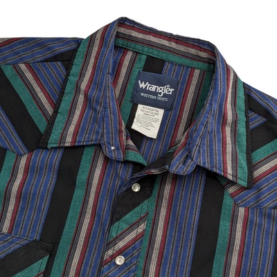 Vintage 90s Wrangler Western Shirt Mens XLT Colorful Striped Pearl Snap Cowboy - Image 1 of 4