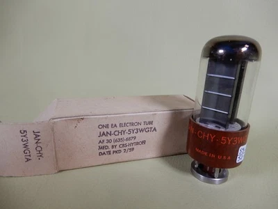 Tubo de vacío CBS-Hytron base marrón JAN CHS 5Y3WGTA Amplitrex probado ¡Excelente! Foto 1 de 4