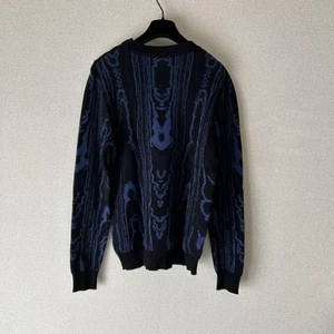 Balmain Holme Button Cotton Knit Sweater M Black Blue All-Over Pattern Used - Picture 1 of 9