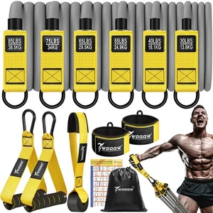 Set Fasce di Resistenza Uomo, 350Lbs Fasce per Esercizi Pesanti con Maniglie, Ancoraggio Porta, - Foto 1 di 5