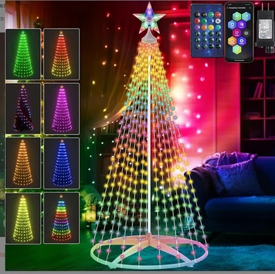 1.8MChristmas Cone Tree Decoration Led Lights Star Xmas Home Indoor Outdoor Tree