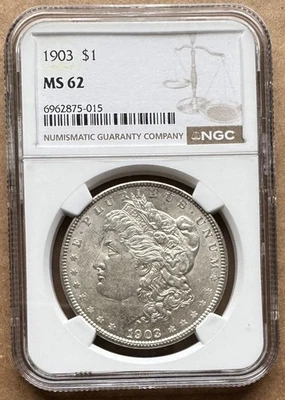 1903 $1 NGC MS 62 1903 MORGAN DOLLAR SILVER $1 - Image 1 of 2