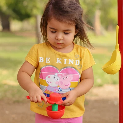 Peppa Pig Girl's "Be Kind" High-Low Shirt Orange Toddler Short Sleeve Hasbro 3T - Image 1 of 4