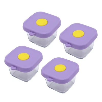 Purple 4pcs 140ml Children Food Storage Box Glass Food Storage Container Snack - Image 1 of 4
