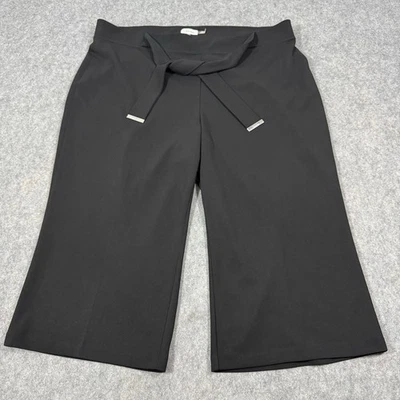 Calvin Klein Wide Leg Belted Culotte Pants Women's Size 2X (Fits 46x22.5) Black - Image 1 of 4