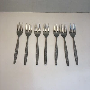 7 tenedores para ensaladas flores esmeriladas acero inoxidable Corea 6,5" - Imagen 1 de 12