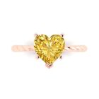 2ct Heart Cut Yellow Gem Designer Rope Statement Classic Ring Real 14k Rose Gold