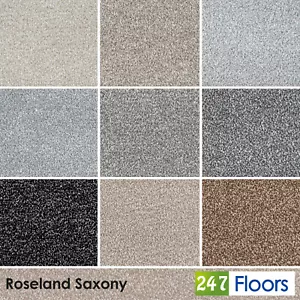 Soft Grey Carpet Saxony 12mm Thick Stain Resistant Action Back Bedroom Lounge - Picture 1 of 10