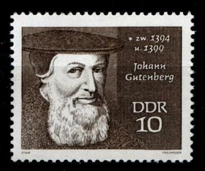 Erfinder des Buchdrucks Johannes Gutenberg. 1W. DDR 1970 - Bild 1 von 1