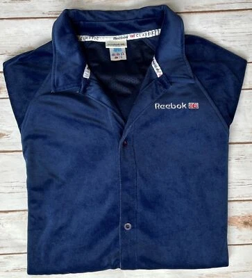 VINTAGE REEBOK CLASSIC VELOUR WARMUP SHORT SLEEVE BUTTON DOWN SHIRT MENS 3XL - Image 1 of 4