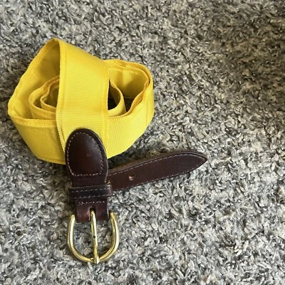 "Cinturón Barrons Hunter para hombre amarillo marrón cuero 39-42"" hebilla dorada" Foto 1 de 4