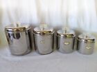 Vintage Revere Ware 1801 Stainless Steel Canister Set Of 4 w Clear Lucite Knobs 