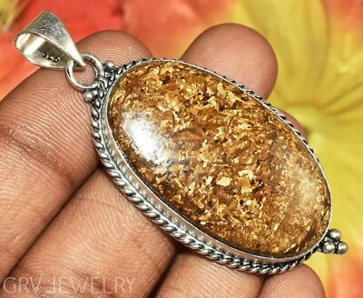 Colgante étnico de piedras preciosas de bronce enchapado en plata 925 u462-A125 Foto 1 de 4