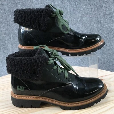 CAT Caterpillar Boots Womens 7 W Hub Fur Lace Up Winter Ankle Boot P308171 Black - Image 1 of 4