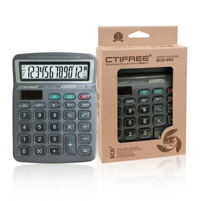 Desktop Calculator 12 Digit Large Solar  and LCD Display Big Button O2N5 - Image 1 of 4
