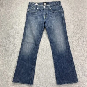 Rock & Republic Jeans Men 34x31 Taylor Blue Dark Wash Button Fly Distressed Hem - Picture 1 of 23