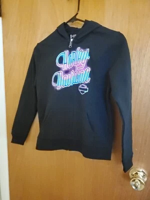Sudadera con capucha con cremallera Harley-Davidson para niñas - negra y púrpura talla 10 Foto 1 de 4