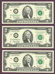 Billetes de $2 de la Reserva Federal Fr.1937-I Series 2003 - 5 billetes en secuencia (60468) - Imagen 1 de 4
