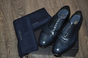 Authentic New Prada Perforated Wingtip Motif Calf Leather Shoes,UK9.5/US10.5 - Picture 1 of 11
