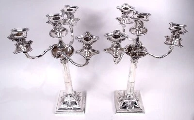 Candelabro Hawksworth Eyre victoriano neoclásico inglés plata de ley 1882 Foto 1 de 4