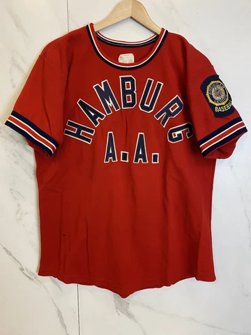 Vintage 60s Hamburg American League Baseball Jersey Red Sz M Cover