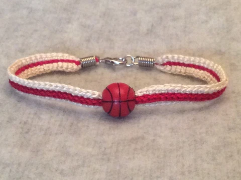 University Of Wisconsin Badgers Basketball Women's White & Red Handmade Bracelet Cover