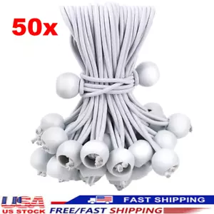 50 PCS White Ball Bungee Bungie Cord Canopy Tarp Tie Downs Straps - Picture 1 of 6