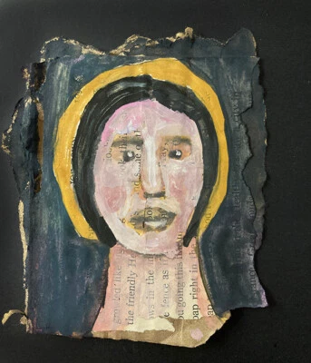 Retrato Pintura Halo Ángel Mujer Original Ingenuo Forastero Arte Miz Katie Foto 1 de 4